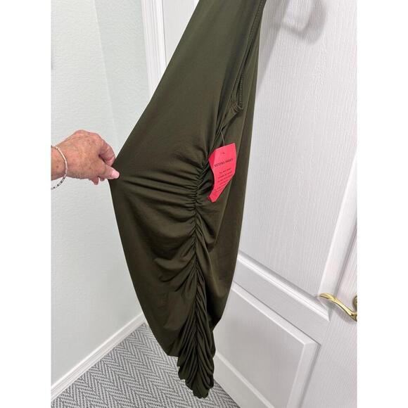 Zeagoo Olive Green Ruched Maxi Tank Dress Size XXL – Sleek Bodycon Style - Picture 4 of 9
